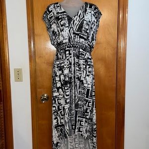 Black and white dress with tie waist